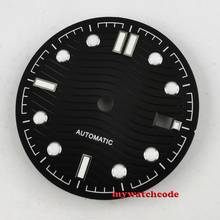 Esfera de reloj estéril de acero inoxidable, reloj de 31mm, color negro, azul y blanco, con ventana de fecha, compatible con movimiento automático NH35 2024 - compra barato