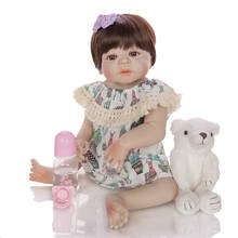 Reborn bonecas bebê 55cm, corpo de pele de vinil macia, realista, adorável, menina, roupas infantis, brinquedo de banho 2024 - compre barato