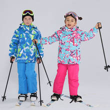 Traje de esquí para niños, ropa de Snowboard cálida e impermeable, chaquetas y pantalones de esquí para niños y niñas,-30 grados, nuevo 2024 - compra barato