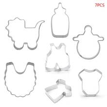 7Pcs/Set Stainless Steel Baby Stroller Feeding Bottle Clothes Bib Shape DIY Cookie Cutter Biscuit Mold Baking Decorating 2024 - buy cheap