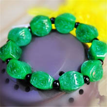 Pulsera de jadeíta Natural para hombre o mujer, brazalete de cuentas de jade real, regalo de jade verde, 17x14mm 2024 - compra barato