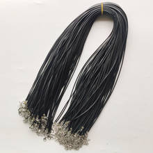 2mm Black Wax Leather Cord Rope String Necklaces 60cm+5cm length Chain Lobster Clasp DIY Jewelry accessories 100pcs wholesale 2024 - buy cheap