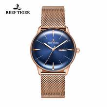 Новые дизайнерские часы Reef Tiger/RT, автоматические часы розового золота с синим циферблатом, часы с датой дня, водонепроницаемые часы из нержавеющей стали RGA8238 2024 - купить недорого