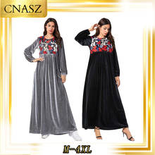 Moroccan Kaftan Muslim Dress Islamic Clothing Fashion Large Size Women's Embroidered Arabian Casual Musulman Dress 2024 - buy cheap