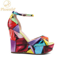 Phoentin 2020 high platform shoes summer multi-colored sandals wedges ankle cross strap buckle party shoes ladies peep toe FT988 2024 - buy cheap