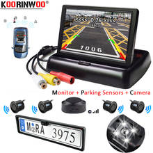Koorinwoo-Kit de sensores de aparcamiento para coche, marco de matrícula de Europa, cámara de visión trasera, Monitor de aparcamiento, 4 radares, sistema de vídeo 2024 - compra barato