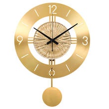 Relógio de parede moderno minimalista, para decoração de casa, sala de estar, de cobre puro 2024 - compre barato