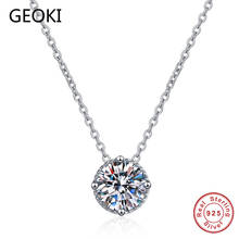 Geoki-collar con colgante de moissanita de corte perfecto, Gargantilla de diamante redondo de 1 CT, de Plata de Ley 925, para fiesta 2024 - compra barato