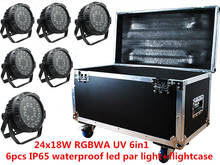 Par de luzes led à prova d' água, 6x ip65, com capa de voo, 24x18w, par de luzes led, rgbwa, uv, 6 em 1, equipamentos para dj, discoteca luzes para iluminação 2024 - compre barato