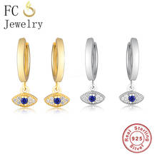 FC Jewelry 925 Silver Small Turkey Style Golden Evil Eye Blue Zirconia Hoop Earring For Women Pendientes Boucle 2020 2024 - buy cheap