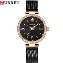 Роскошные женские кварцевые часы Curren из нержавеющей стали, женские элегантные наручные часы, модные золотые подарочные часы для девушек, Reloj Mujer 2024 - купить недорого