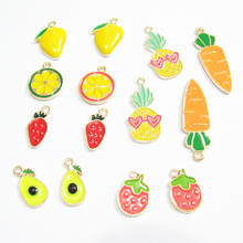 Newest 30pcs/lot strawberry/pineapple/Mango/lemon/avocado/Carrot.Fruit Enamel Charms  For Fashion DIY Jewelry/Earring/Hand Made 2024 - buy cheap