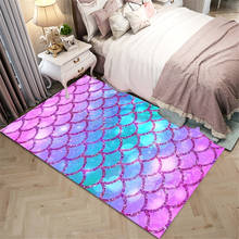 Colorful Gradient Fish Scale Printed Carpet For Girl Bedroom Nordic Kids Room Bedside Mat Decor Rug Cute Floor Mat Balcony Mat 2024 - buy cheap