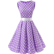 2021 Elegant Black Purple Dress Cotton Women Summer Clothing Swing Polka Dot Elegant 50s Swing Vintage Dresses VD0067 2024 - buy cheap