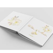 Libro de invitados de boda de papel de aluminio de oro personalizado, álbum de visitas personalizado moderno, rústica, luna de miel, recuerdo de boda único, caseta de libro 2024 - compra barato