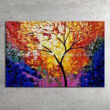 Large Art Hand Painted Modern Abstract Landscape Knife Tree Oil Paintings On Canvas Wall Picture For Living Room Home Decoration 2024 - buy cheap