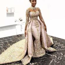 Женское атласное свадебное платье с длинным рукавом, с вышивкой 2024 - купить недорого