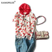 T-shirt Brand Women Casual T-shirty Damskie Women Clothing Summer Chiffon Short Sleeve Print Hooded Tshirt Oversize Women 3xl 2024 - buy cheap