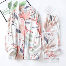 Autumn Women Pajama Long Sleeve Sleepwear Floral Turn-down Collar Nightwear Autumn Pyjama Femme Vintage Printed Pockets Homewear 2024 - buy cheap