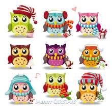 Cute Owls Ironing Stickers Christmas Owls 9Pcs/Set A-Level Washable Thermal Press Vinyl Diy Hoodies Tops Applique On Clothes 2024 - buy cheap