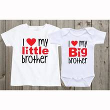 Camisas com brilhos e amor de meu grande brother, camiseta combinando com os pequenos brother, camiseta de manga curta e presente de chá de bebê 2024 - compre barato