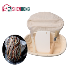 SHENHONG-cesta de mimbre para fermentación de pan, herramientas de cocina, ovalada, con cuchillo, raspador, cepillo, 4 unids/set por juego 2024 - compra barato