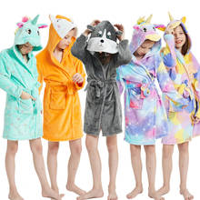 Roupões de banho de unicórnio kigurumi, pijamas com capuz para meninos e meninas, roupas de dormir para crianças de 3 a 12 anos 2024 - compre barato