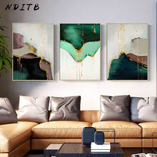 Pintura abstracta moderna de color verde dorado, póster e impresión de lienzo, decoración nórdica, arte de pared, imagen decorativa, decoración para sala de estar 2024 - compra barato