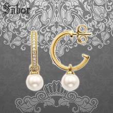 Creole Pearl Hinged Hoop Earrings party Gold Color Fashion Jewelry Water Drop silver color Gift For Women 2020 New thomas 2024 - buy cheap