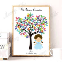 Custom Theme Name Date Kids First Holy Communion Fingerprint DIY Signature Canvas Guestbook For Kids Baptism Party Decoration 2024 - buy cheap