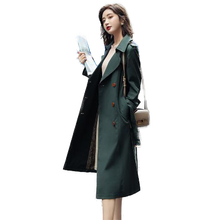 Новинка Осень 2021, темно-зеленая ветровка, Женская куртка средней длины выше колена, модное женское пальто в британском стиле A11 2024 - купить недорого