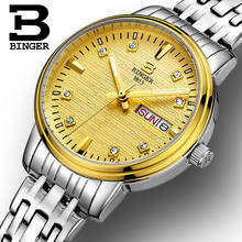 Switzerland Binger Luxury Brand Ultra-thin Quartz Women's Watches Dual Calendar Waterproof Diamond Luminous Hands Clock B3036L 2024 - buy cheap