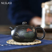Yixing pote de chá purple clay filtro xishi bules artesanal beleza chaleira chá cerimônia suprimentos presentes personalizados autênticos 170ml 2024 - compre barato