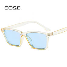 SO & EI-gafas de sol rectangulares pequeñas y Retro para mujer, lentes de sol femeninas con estampado de leopardo y champán, a la moda cuadradas, con protección UV400 2024 - compra barato
