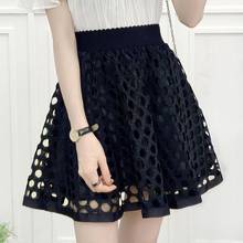 2022 Summer New Korean Elastic Waist Puffy Skirt High Waist Slim Simple Black Lace Mesh Women A-line Short Skirt Free Shipping 2024 - buy cheap