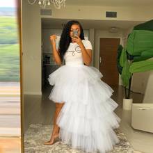 Chich White Tulle Skirts Bridal Wedding Skirts Hi Low Length Beach Birthday Party Tulle Maxi Skirts Women Plus Size 2024 - buy cheap