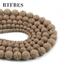 BTFBES Light Brown Volcanic Rock Lava Stone Beads Natural Rubber Round Loose Beads For DIY Jewelry Making Bracelet 4 6 8 10 12MM 2024 - buy cheap