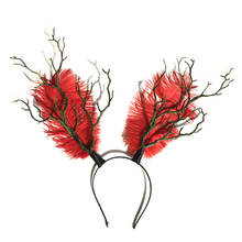 H3372 Masquerade Christmas Girl Headwear Women Party Halloween Black Red White Headdress Feather Branch Decoration Accessories 2024 - buy cheap