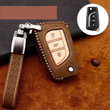 Car Handmade Leather Key Case  Key Cover Chain  For Toyota Yaris Camry Corolla Prado REIZ Crown RAV4 Hilux Flip Folding key 2024 - buy cheap