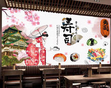 Beibehand-papel de parede 3d pintado, personalizado, estilo japonês, sushi, ukiyo-e, decoração para casa 2024 - compre barato