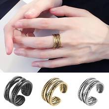 Vintage Twisted Open Rings Silver Color Black Opening Adjustable Finger Ring Women Men Punk Thumb Ring Jewelry Accessories 2024 - buy cheap