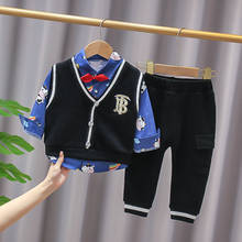 IENENS/комплект детской одежды из 3 предметов для маленьких мальчиков, комплекты одежды для маленьких мальчиков, жилет + рубашка + штаны, детские костюмы на Рождество, официальные спортивные костюмы 2024 - купить недорого