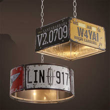 Retro Industrial Style Pendant Lights Restaurant Bar Exhibition Coffee Shop Wrought Iron Lamp License Plate Decor Pendant Lamps 2024 - buy cheap