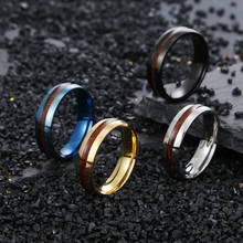 Wood Lnlay Stainless Steel Rings for Men Women Couples Matching 6MM Titanium Wedding Ring Fashion Jewely Accessory Wholesale 2024 - buy cheap