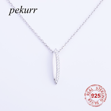 Pekurr-collares de plata de ley 925 con media circonita para mujer, cadena larga, Mini colgantes, accesorios de joyería 2024 - compra barato