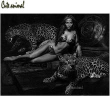 Bordado de diamantes 5D para mujer y leopardo africano, conjunto de mosaico de diamantes de imitación redondos, venta de kit de punto de cruz 2024 - compra barato