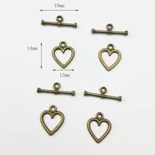 20 conjuntos de fecho bronze antigo cor coração pulseira fecho de alternância para fazer jóias acessórios diy atacado lotes em massa 2024 - compre barato