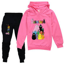 Barbapapa Anime Children Clothes Thin Hoody T-Shirt+Black Pant 2Pcs 2-13Y Tracksuits Kids Baby Boys Girls Birthday School Sets 2024 - buy cheap