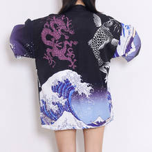 Kimono japonés con estampado de ola de pescado para hombre y mujer, cárdigan Haori Harajuku, ropa japonesa, Yukata, chaqueta, Tops 2024 - compra barato