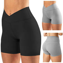 Pantalones cortos de cintura alta para mujer, mallas deportivas transpirables para gimnasio, entrenamiento, Fitness y Yoga 2024 - compra barato